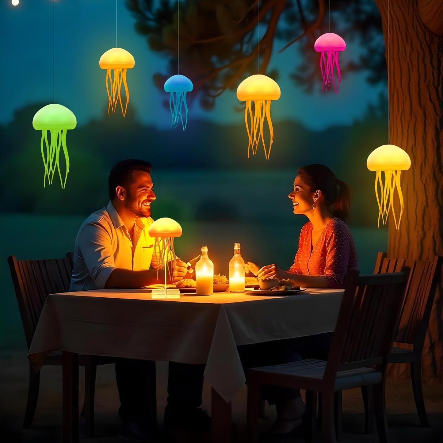 Plastic Jellyfish Lamp 7-Colour Changing Nursery LED Night Light with Rotating Mode for Kids,Baby Room ,Aesthetic Gifts for Girls,Boys,Friends&Ocean Lovers Night Lamp