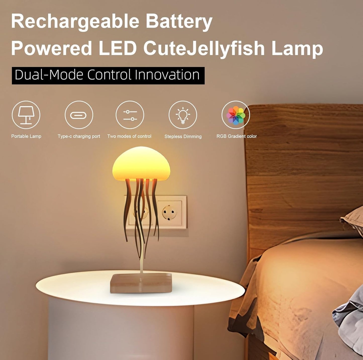 Plastic Jellyfish Lamp 7-Colour Changing Nursery LED Night Light with Rotating Mode for Kids,Baby Room ,Aesthetic Gifts for Girls,Boys,Friends&Ocean Lovers Night Lamp